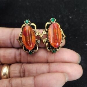 Vintage Rare Style Demi Parure Clip-On Earrings – Bold &‎ Exotic Statement